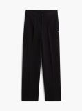 Black Pocket Trim Pleated Twill Trousers  Men