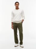 Green Pocket Trim Pleated Twill Trousers  Men