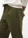 Green Pocket Trim Pleated Twill Trousers  Men