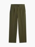Green Pocket Trim Pleated Twill Trousers  Men
