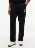 Black Logo Embroidery Fleece Drawstring Joggers  Men