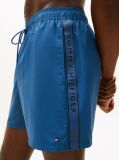 Blue Tonal Logo Mid Length Swim Shorts  Men