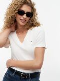 Beige V-Neck Slim Fit T-Shirt  Women
