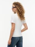 Beige V-Neck Slim Fit T-Shirt  Women
