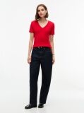 Red V-Neck Slim Fit T-Shirt  Women