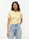 Yellow Flag Embroidery Ribbed Slim T-Shirt  Women
