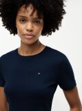 Μπλε Ριμπ T-Shirt Σε Slim Γραμμή Με Κεντητό Σημαιάκι  Γυναίκες