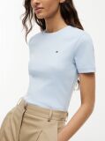 Blue Flag Embroidery Ribbed Slim T-Shirt  Women