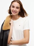 Beige Flag Embroidery Ribbed Slim T-Shirt  Women