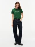 Green Logo Embroidery Crew Neck T-Shirt  Women