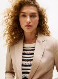 Μπεζ Slim Blazer Με Κεντητό Οικόσημο  Γυναίκες
