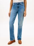 Blue Whiskered Mid Rise Straight Leg Jeans  Women