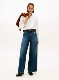 White Oversized Fit Lace Trim Shirt With Linen  Women