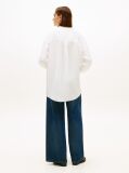 White Oversized Fit Lace Trim Shirt With Linen  Women