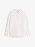 White Oversized Fit Lace Trim Shirt With Linen  Women