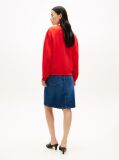 Red Logo Embroidery Crew Neck Sweatshirt  Women
