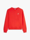Red Logo Embroidery Crew Neck Sweatshirt  Women