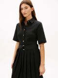 Black Gold-Tone Button Midi Shirt Dress  Women