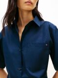 Blue Poplin Short Sleeve Shirt  Women