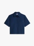Blue Poplin Short Sleeve Shirt  Women