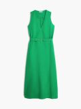 Green Belted Linen Blend Sleeveless Wrap Midi Dress  Women