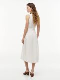 White Belted Linen Blend Sleeveless Wrap Midi Dress  Women