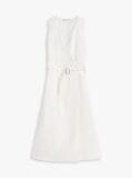 White Belted Linen Blend Sleeveless Wrap Midi Dress  Women
