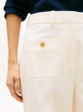 Beige Crest Embossed Button Wide Leg Chinos  Women