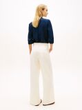 Beige Crest Embossed Button Wide Leg Chinos  Women