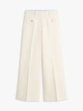 Beige Crest Embossed Button Wide Leg Chinos  Women