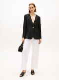Μαύρο Άνετο Λινό Blazer Με Χρυσό Κουμπί  Γυναίκες