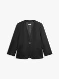 Μαύρο Άνετο Λινό Blazer Με Χρυσό Κουμπί  Γυναίκες