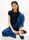 Blue Logo Graphic Slim Ringer T-Shirt  Women