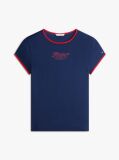 Blue Logo Graphic Slim Ringer T-Shirt  Women