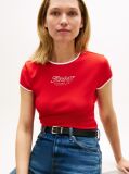 Κόκκινο Slim T-Shirt Με Λογότυπο  Γυναίκες