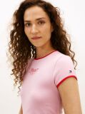 Ροζ Slim T-Shirt Με Λογότυπο  Γυναίκες
