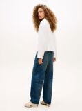 White Slim Fit Gold-Tone Button Linen Blend Blazer  Women