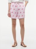 Pink Linen Blend Print Relaxed Shorts  Women