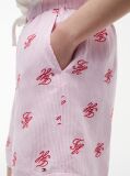 Pink Linen Blend Print Relaxed Shorts  Women