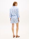 Blue Linen Blend Print Relaxed Shorts  Women