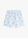 Blue Linen Blend Print Relaxed Shorts  Women