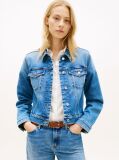 Μπλε Slim Denim Τζάκετ Με Κεντητό Σημαιάκι  Γυναίκες
