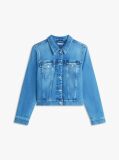 Μπλε Slim Denim Τζάκετ Με Κεντητό Σημαιάκι  Γυναίκες