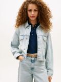 Μπλε Άνετο Κοντό Denim Τζάκετ  Γυναίκες