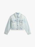 Μπλε Άνετο Κοντό Denim Τζάκετ  Γυναίκες