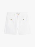 White Gold-Tone Button High Rise Denim Shorts  Women