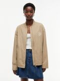 Beige Logo Appliqué Twill Bomber Jacket  Women