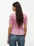 Multi Smock Stripe Ruffle Boat Neck Top  Women