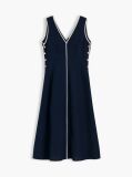 Blue Gold-Tone Button Linen Blend Maxi Dress  Women