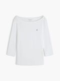 Μπεζ Slim T-Shirt Με Λαιμόκοψη Boat Και Μανίκι 3/4  Γυναίκες